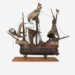 A Spanish polychromed wood ship model, 18th/19th century