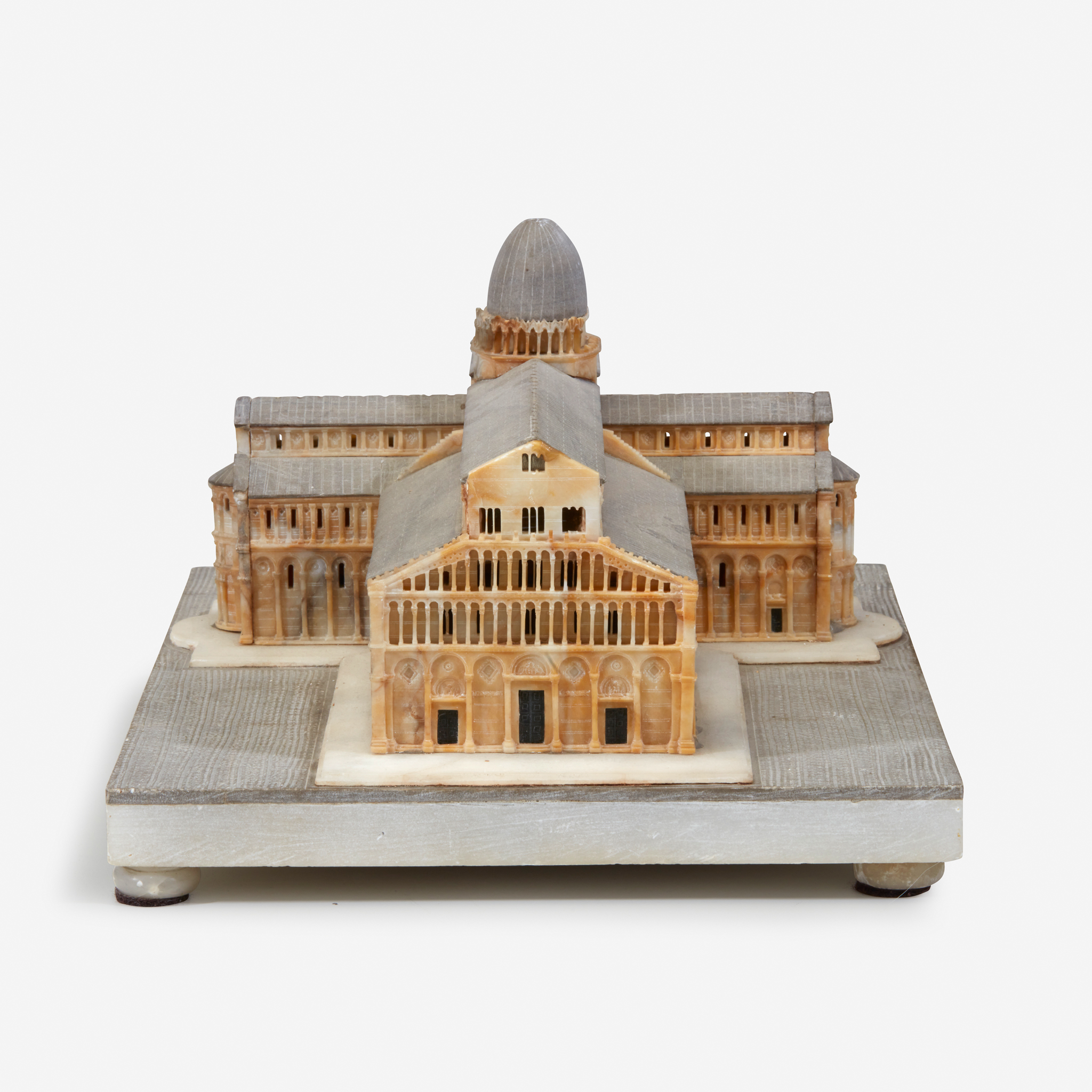 An Italian Grand Tour alabaster model of Pisa Cathedral, circa 1860s