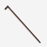 A French brass-mounted ebony and macassar ebony doctor's cane, Late 19th century
