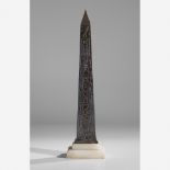 A French Grand Tour spelter and Italian alabaster obelisk thermometer, circa 1870