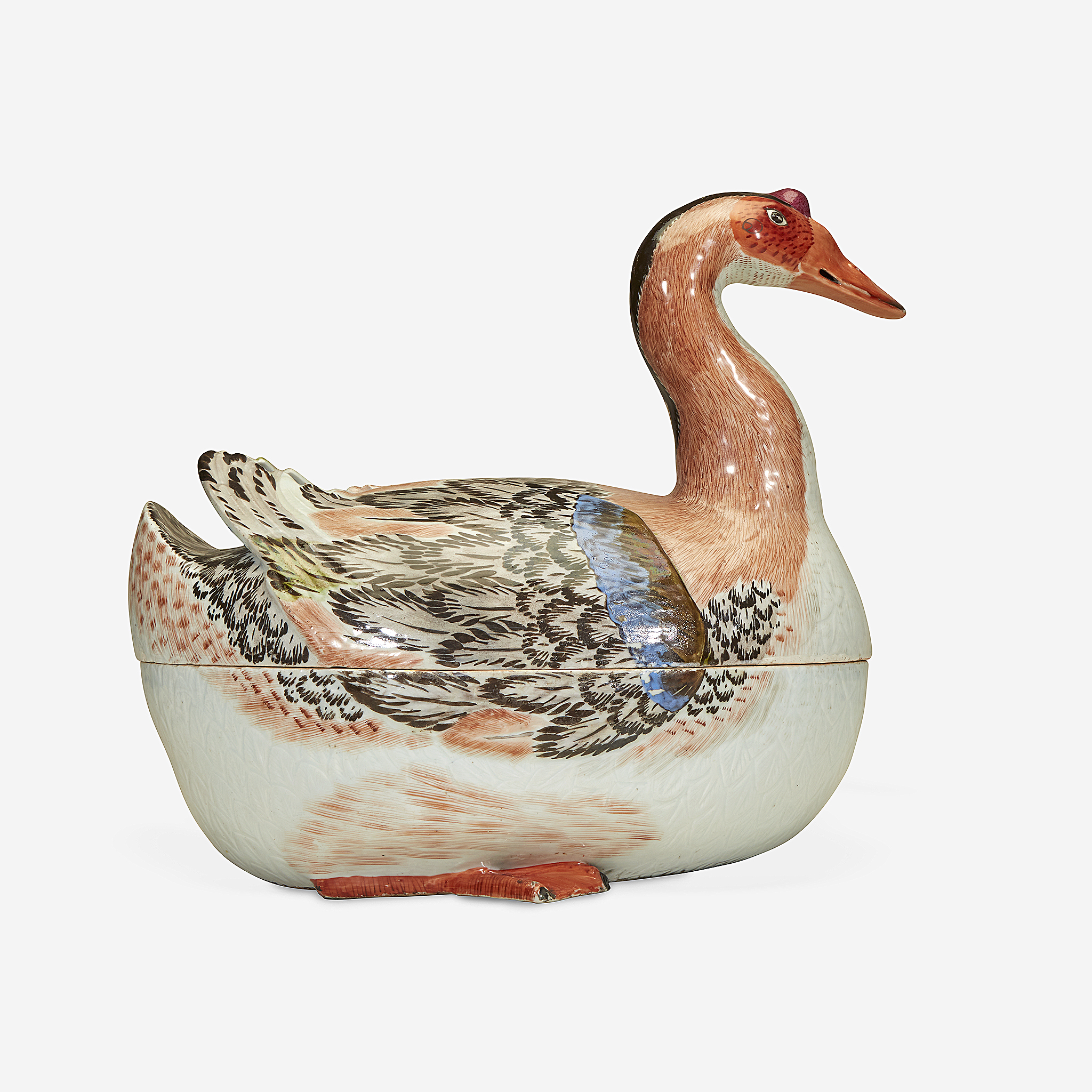 A rare Chinese export porcelain tureen in the form of a goose, Qing Dynasty, Qianlong Period, circa - Image 2 of 2