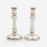 A pair of Chinese export porcelain famille rose candlesticks, 18th/19th century