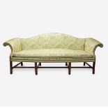 An unusual Irish George III convertible camelback sofa with chinoiserie silk upholstery, late 18th c