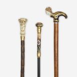 A group of three ladies' canes, Various dates late 19th/early 20th century