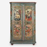 A Spanish or Spanish Colonial polychrome painted and steel-mounted armoire, dated 1806
