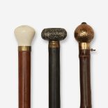 A group of three canes pertaining to writing, Various dates late 19th/20th century