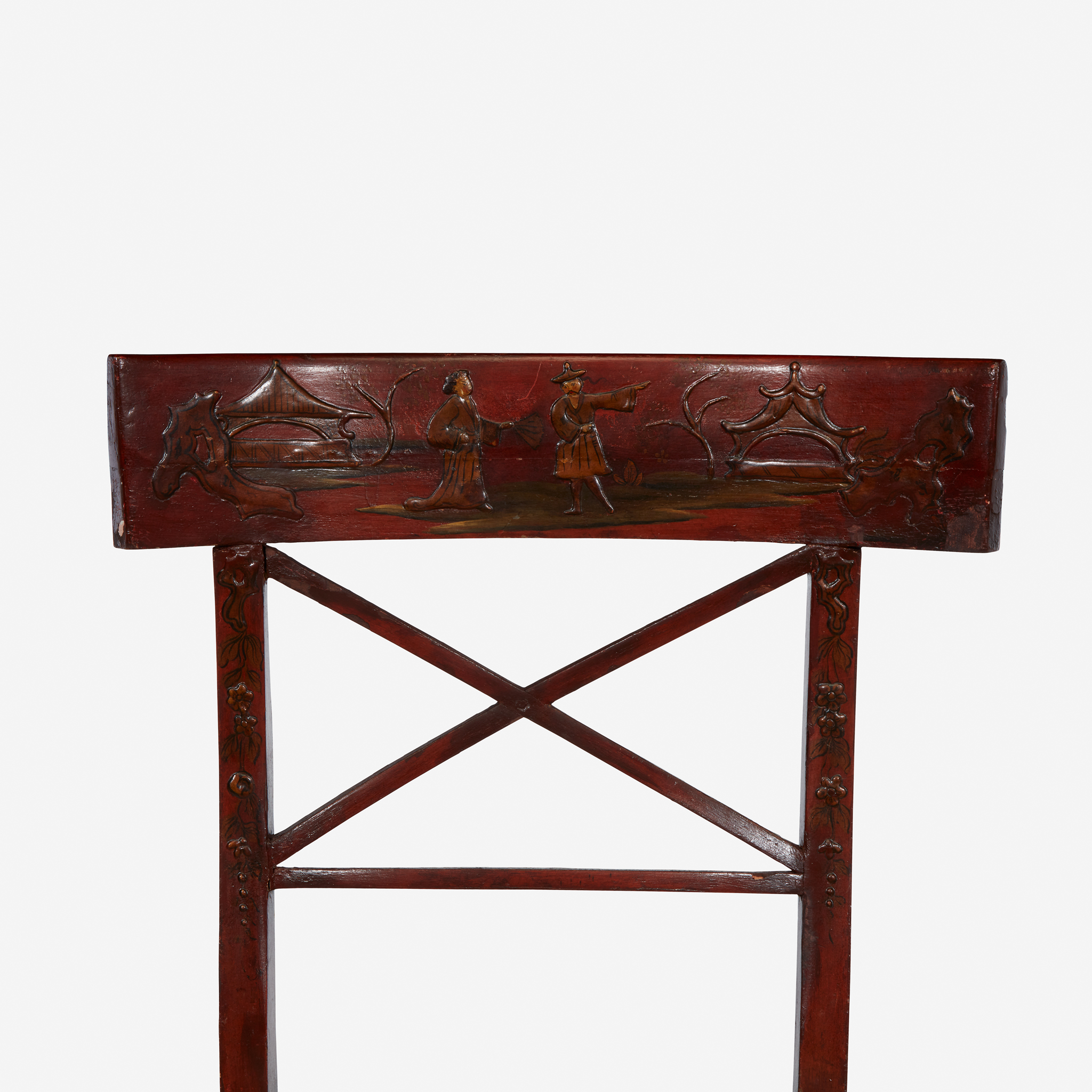 Three Regency chinoiserie red lacquer side chairs, First quarter 19th century - Image 2 of 7