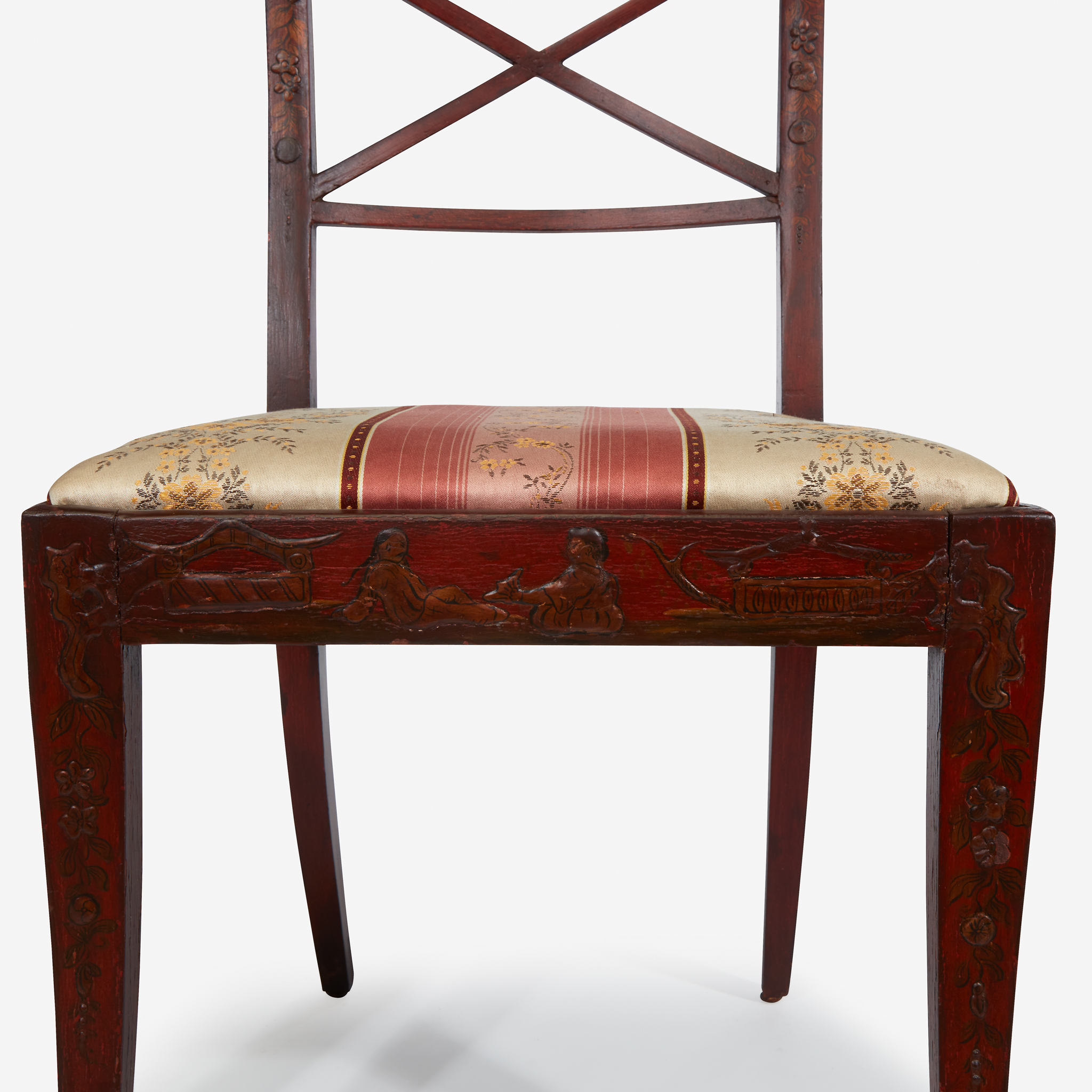 Three Regency chinoiserie red lacquer side chairs, First quarter 19th century - Image 6 of 7