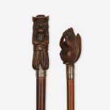 Two nutcracker canes, Various dates early to mid 20th century