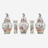 A Bayeux famille rose porcelain five-piece garniture, 19th century