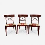 Three Regency chinoiserie red lacquer side chairs, First quarter 19th century