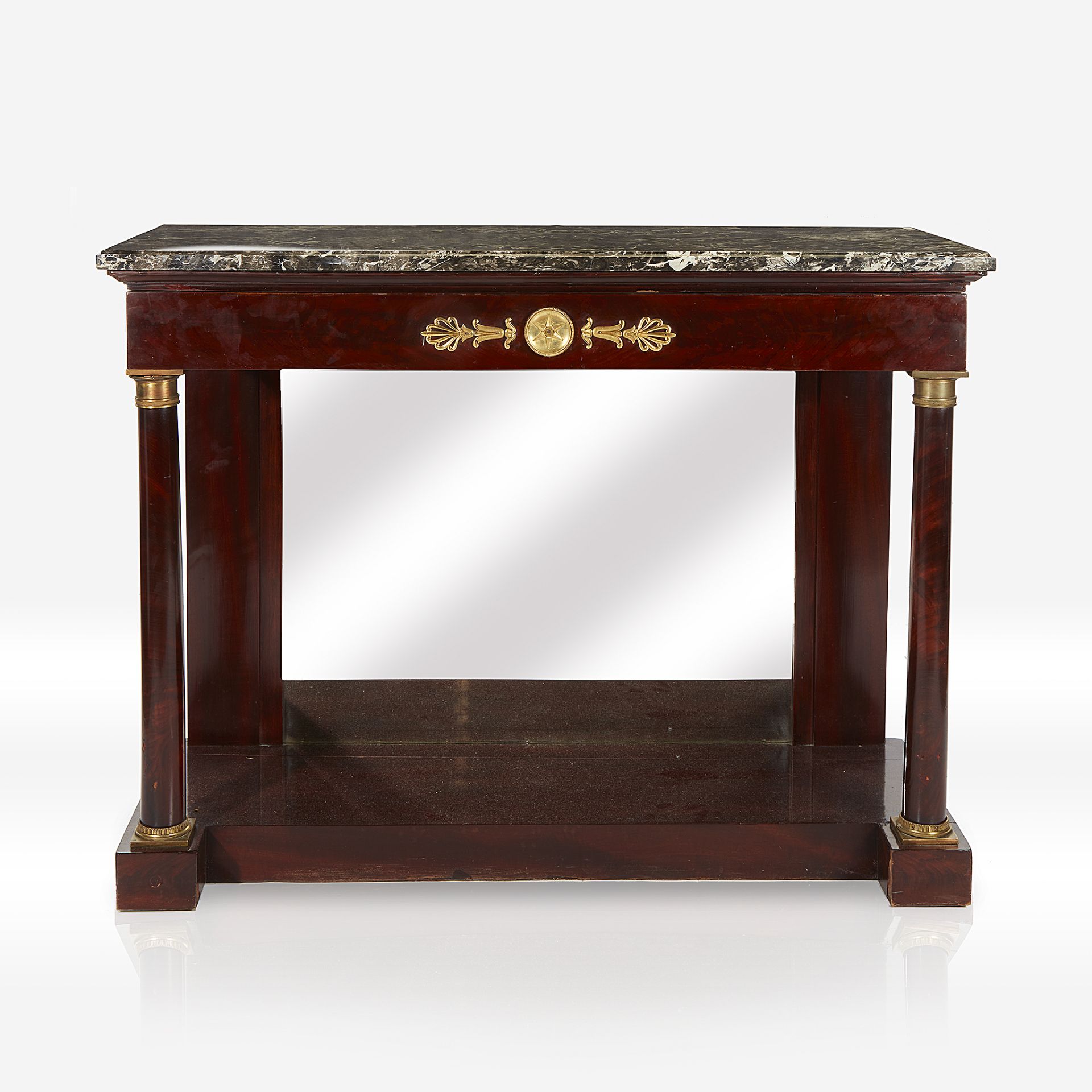 An Empire ormolu-mounted mahogany marble-topped console, Circa 1815