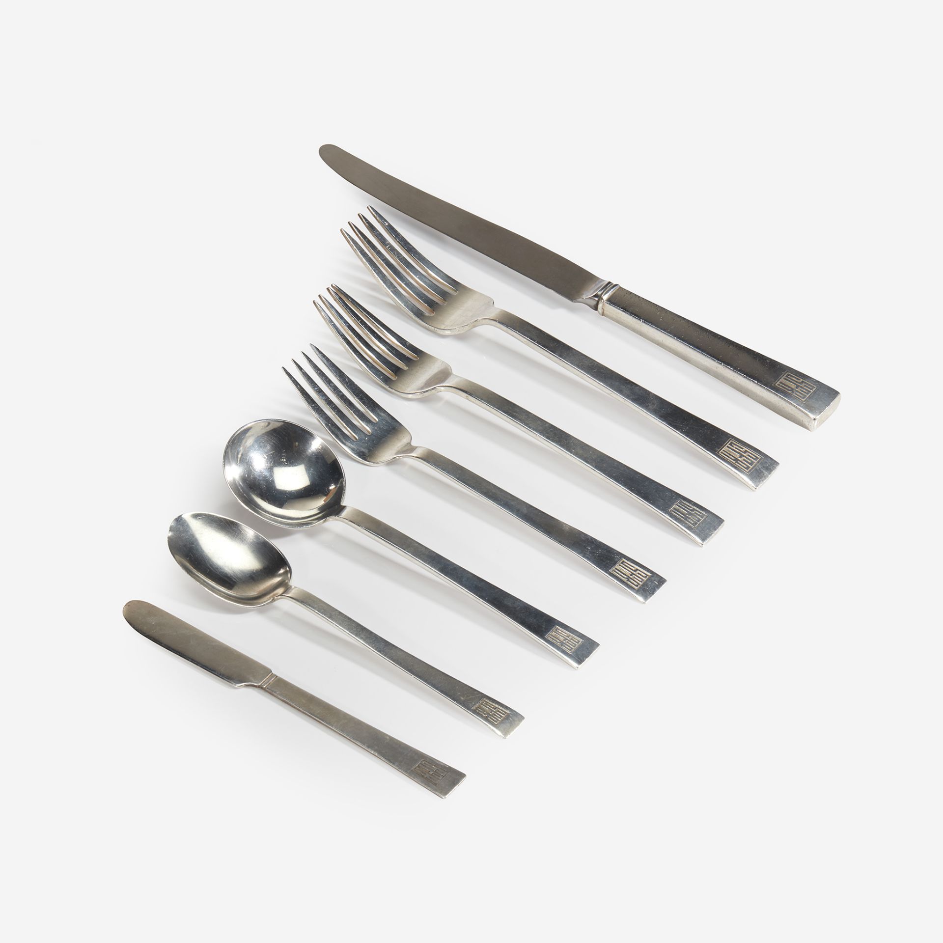 An American sterling silver six-piece part flatware flatware service, International Silver Co., Meri