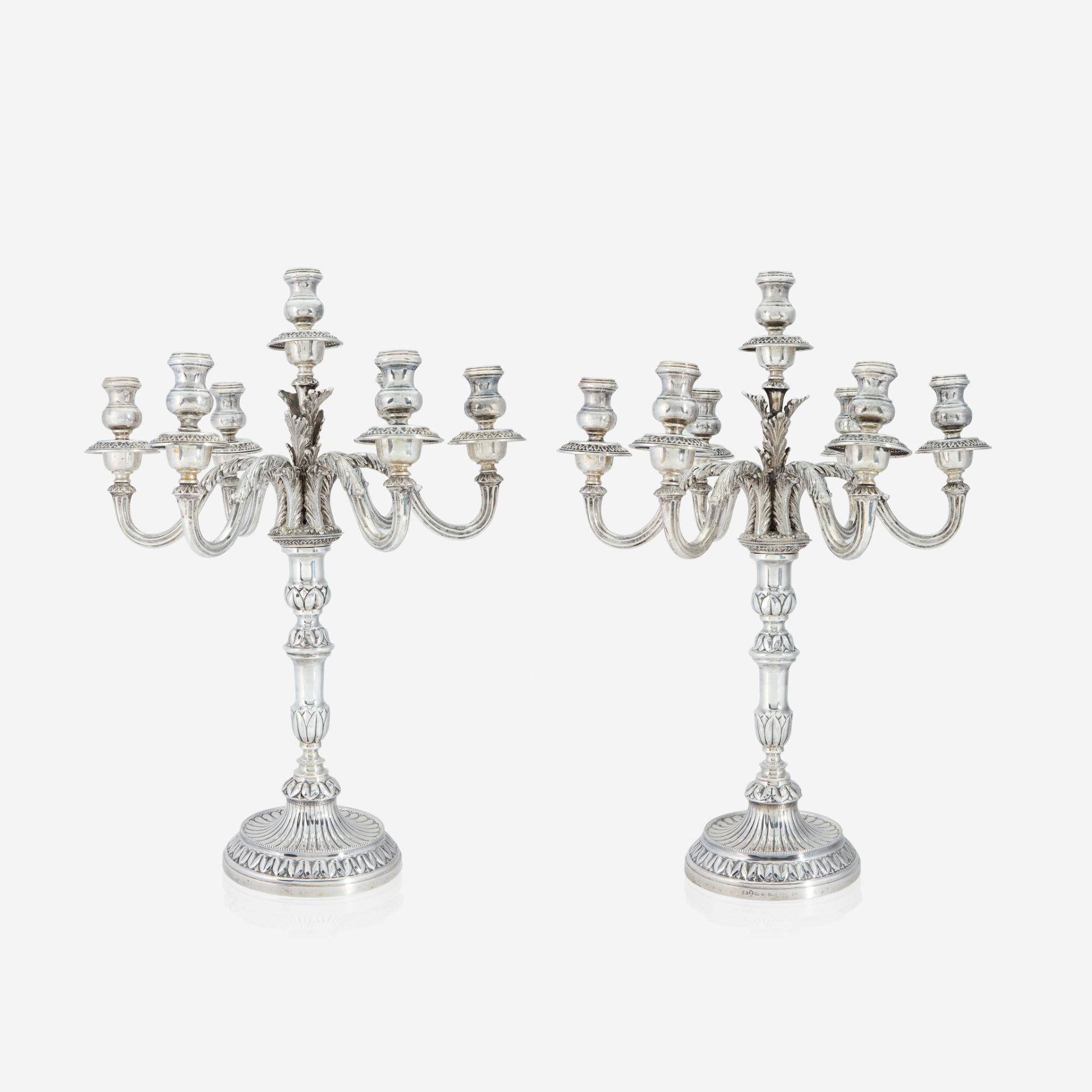 A pair of Italian silver seven-light candelabra, 20th century