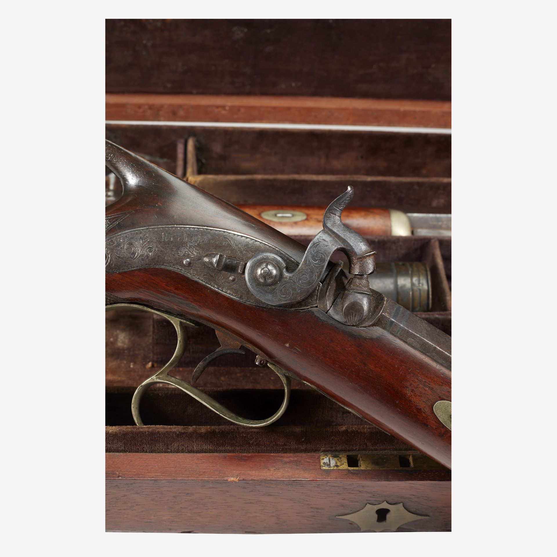 A cased pair of English percussion cap dueling pistols, Richardson, London, late 18th/early 19th cen - Bild 2 aus 2