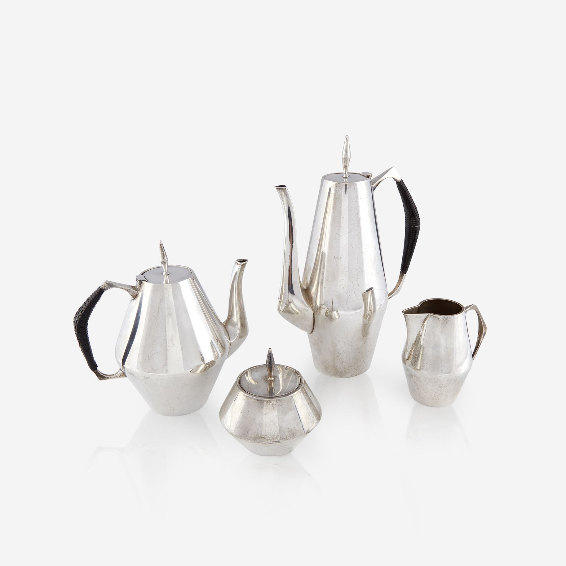 An American sterling silver tea and coffee service, Gio Ponti for Reed & Barton, Tauton, MA, 20th ce