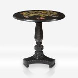 An English Ashford black marble and pietra dura table , 19th century