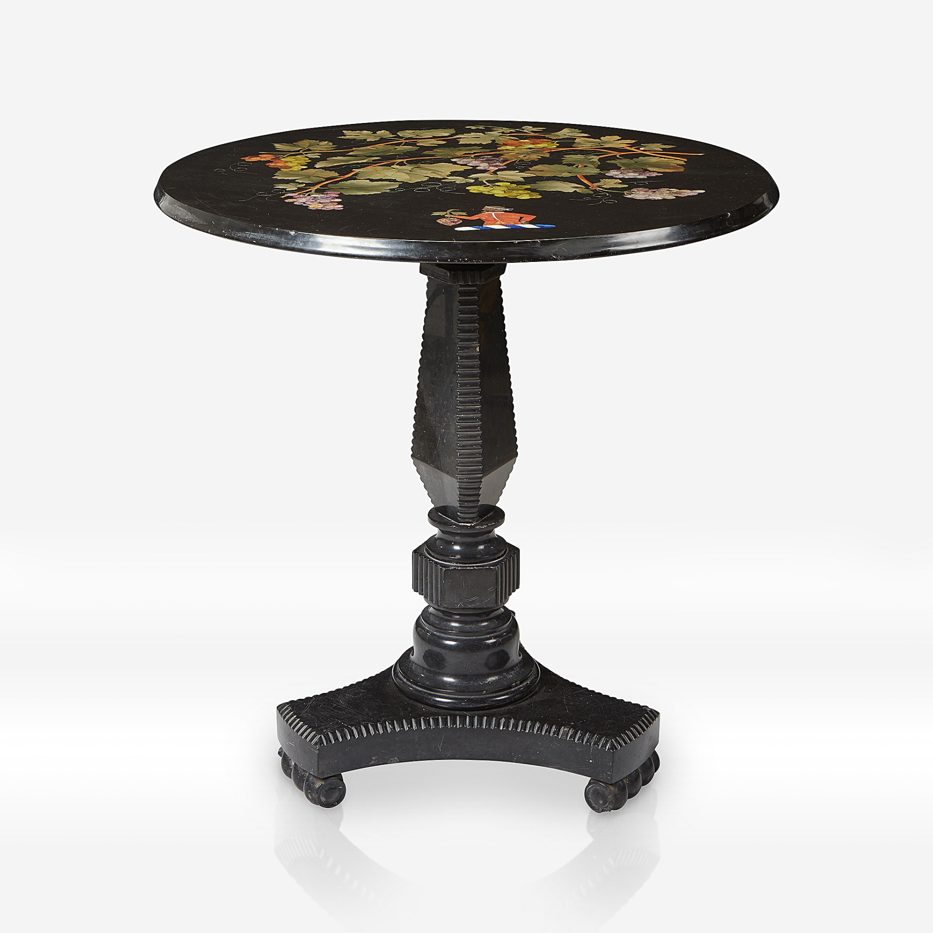 An English Ashford black marble and pietra dura table , 19th century