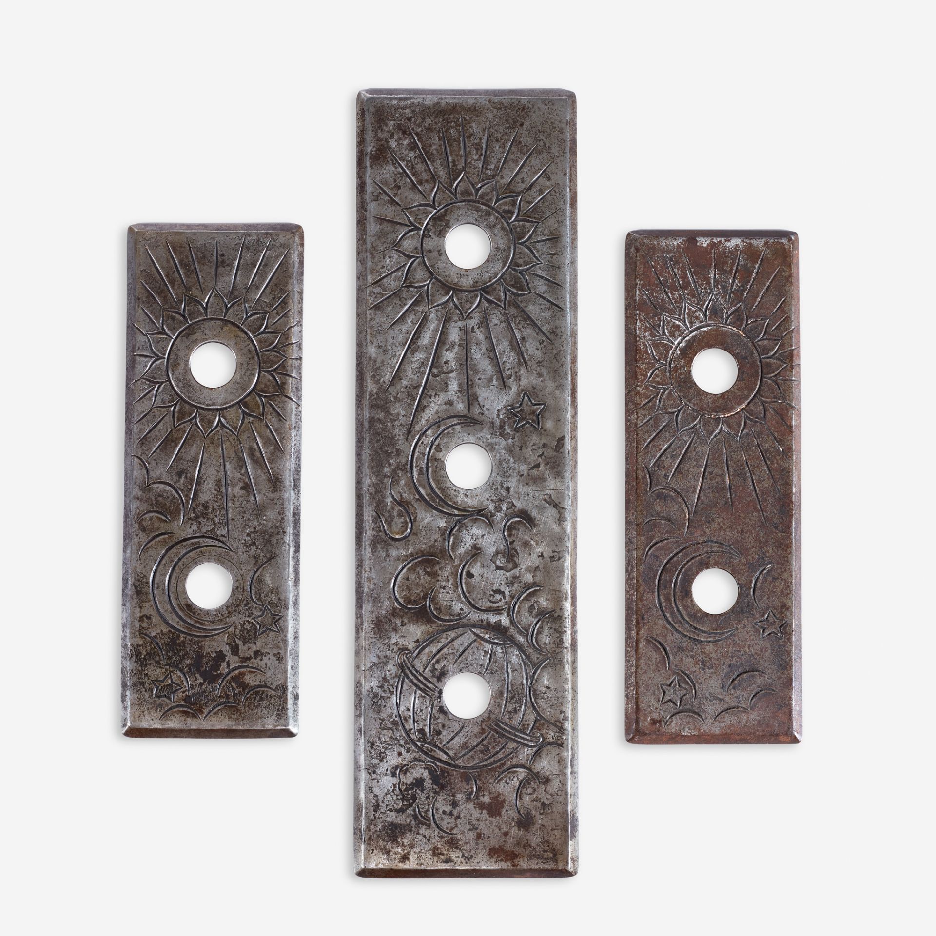 Samuel Yellin (American, b. Ukraine, 1884-1940), Set of Three Light Switch Plates, circa 1920s