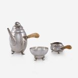 An American sterling silver three-piece tea service, Unknown maker, 20th century