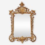 A Continental Rococo carved pine giltwood mirror, Probably German, 18th century