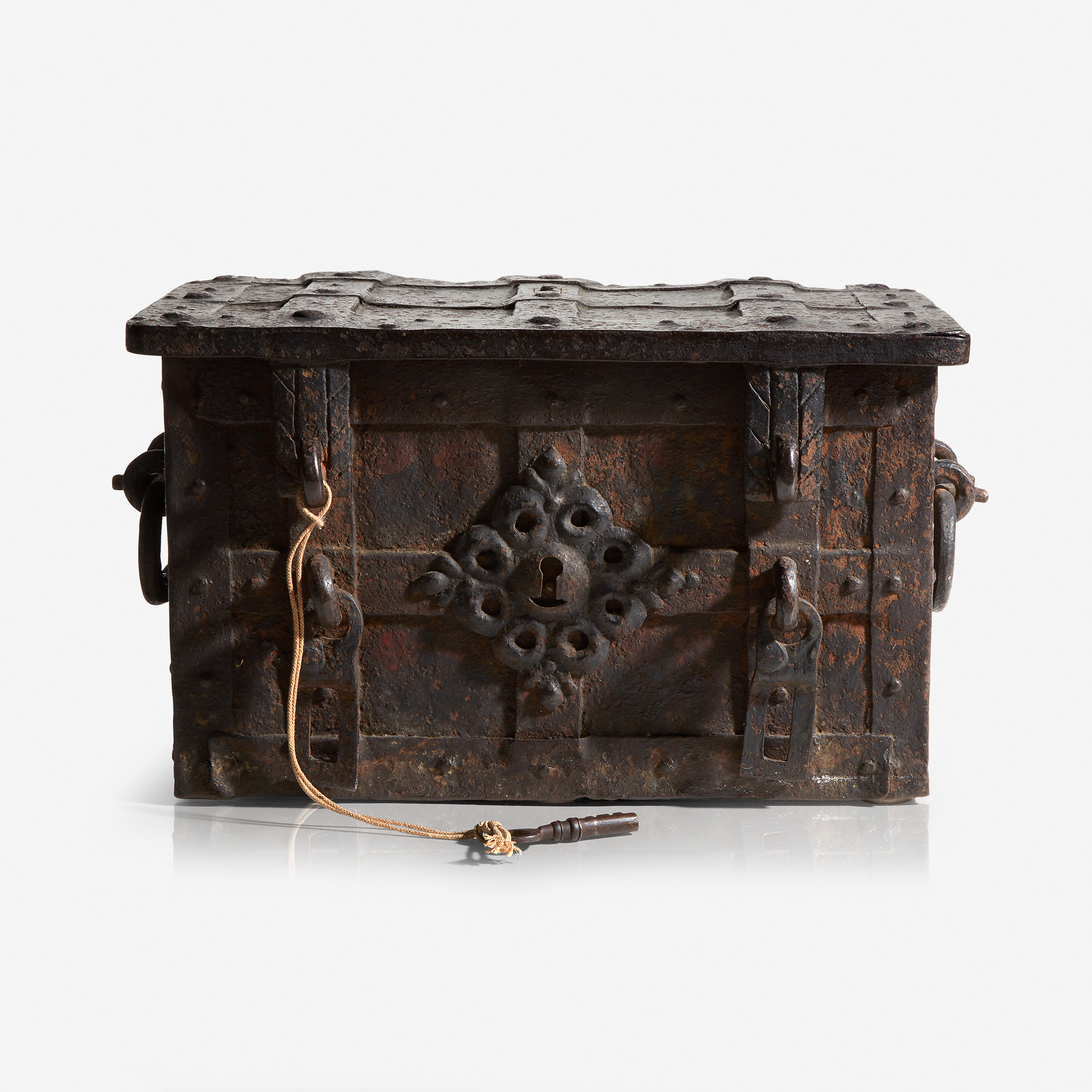 A German wrought iron strong box, 17th century