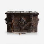 A German wrought iron strong box, 17th century