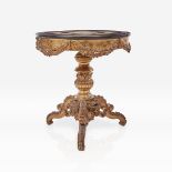 A fine Italian Grand Tour micromosaic and specimen marble table with gesso and giltwood stand, Mid 1