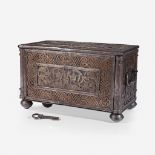 A fine German wrought iron strong box, 16/17th century