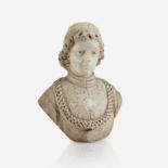 A carved alabaster portrait bust of Lorenzo de Medici as a boy, 19th century