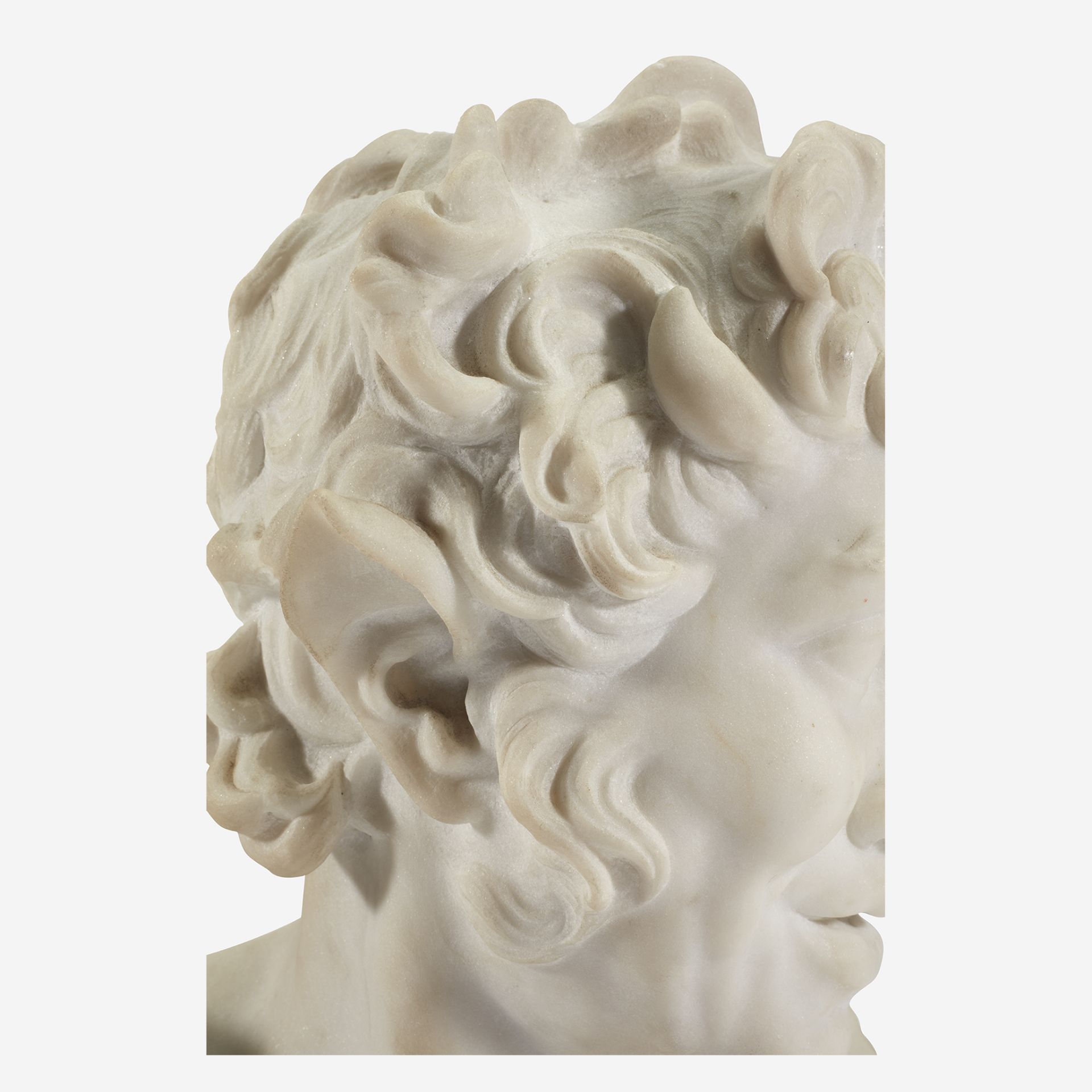 An Italian white marble bust of a faun, 19th century - Bild 2 aus 2