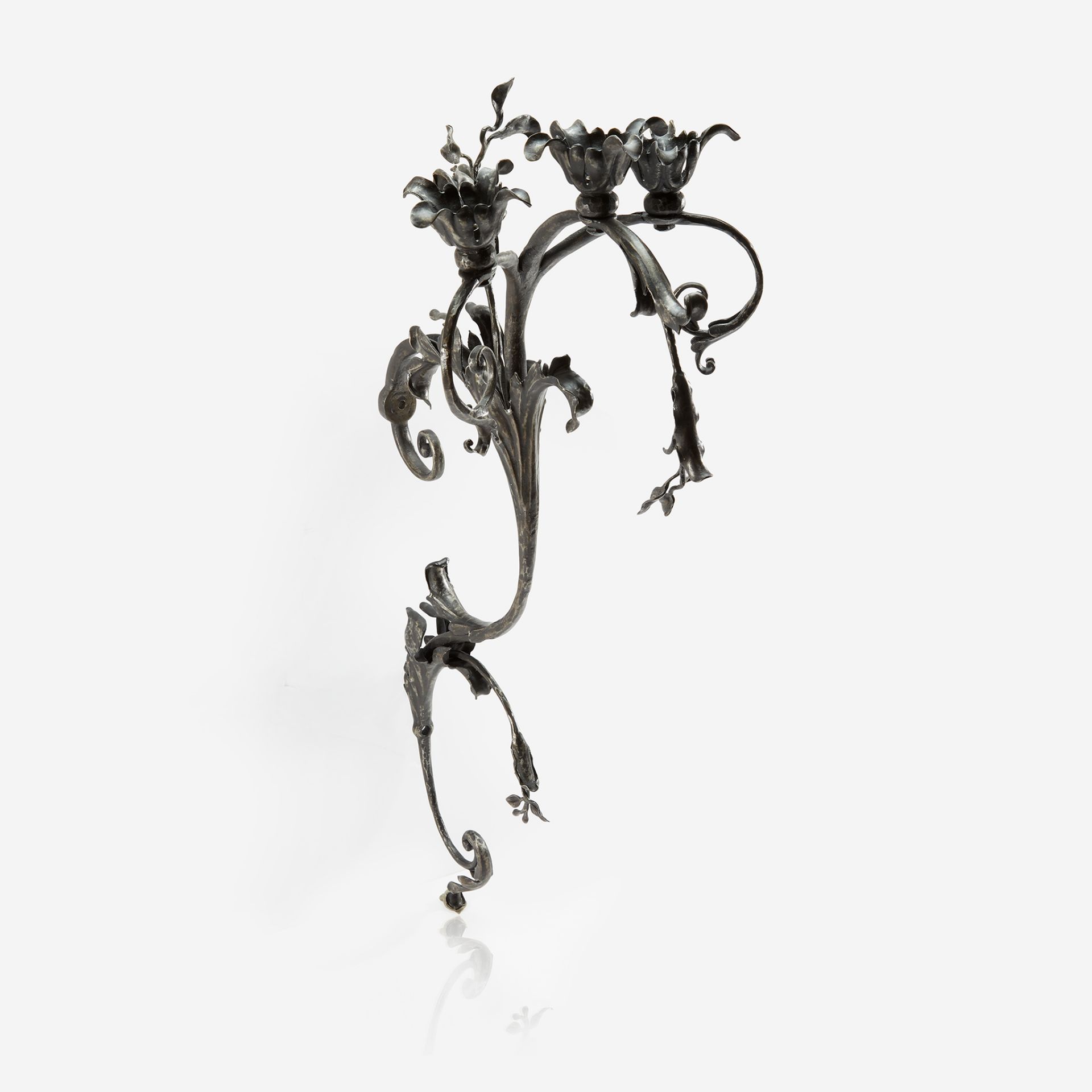 Samuel Yellin (American, b. Ukraine, 1884-1940), Wrought Iron Foliate-form Three-light Wall Sconce,