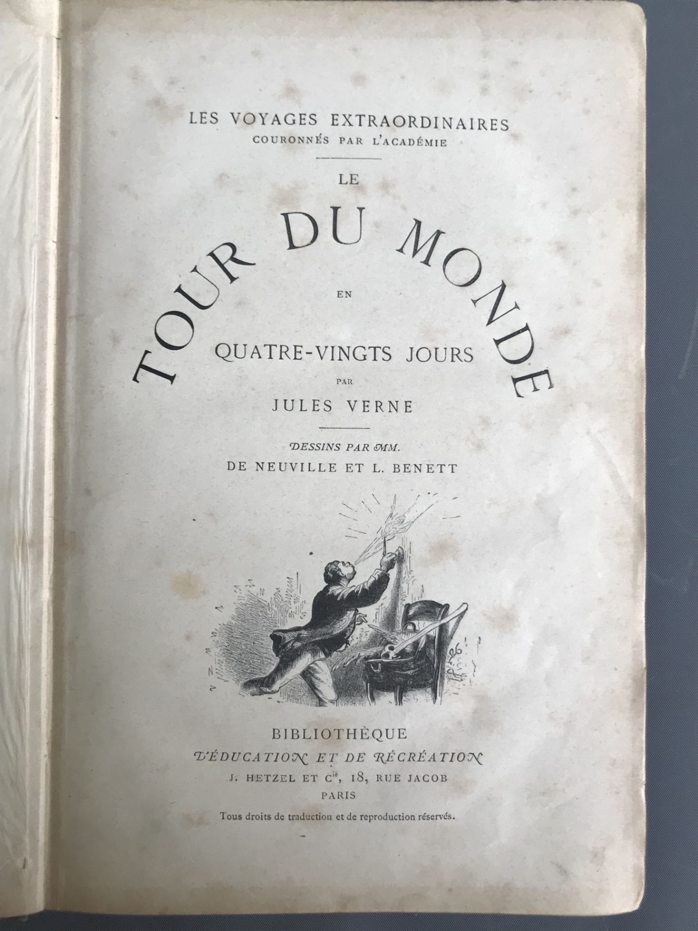 VERNE Jules. [AUX INITIALES "JV-JH" - VERT] Le Tour du monde en quatre-vingts [...] - Bild 4 aus 5