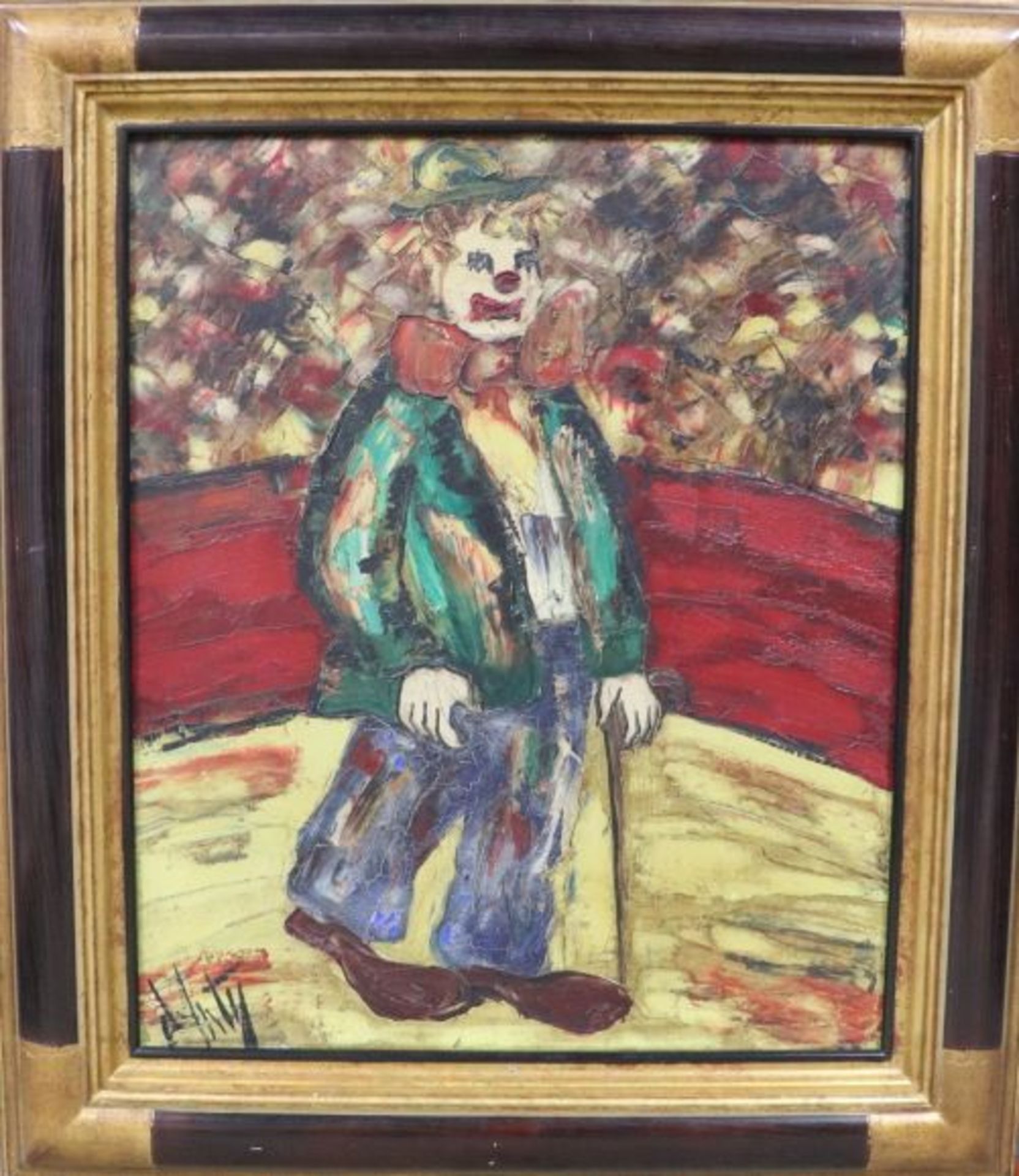 Henry D'ANTY (1910-1998). Le clown à la canne. Huile sur toile. Signée en bas à [...]