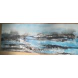 Christophe Jelenkewitcz Paysage marin Aquarelle signée en bas à droite 22 x 58 cm -