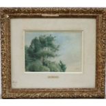 Jean-Baptiste MILLET (1831-1906). Paysage aux arbres. Encre et aquarelle sur [...]
