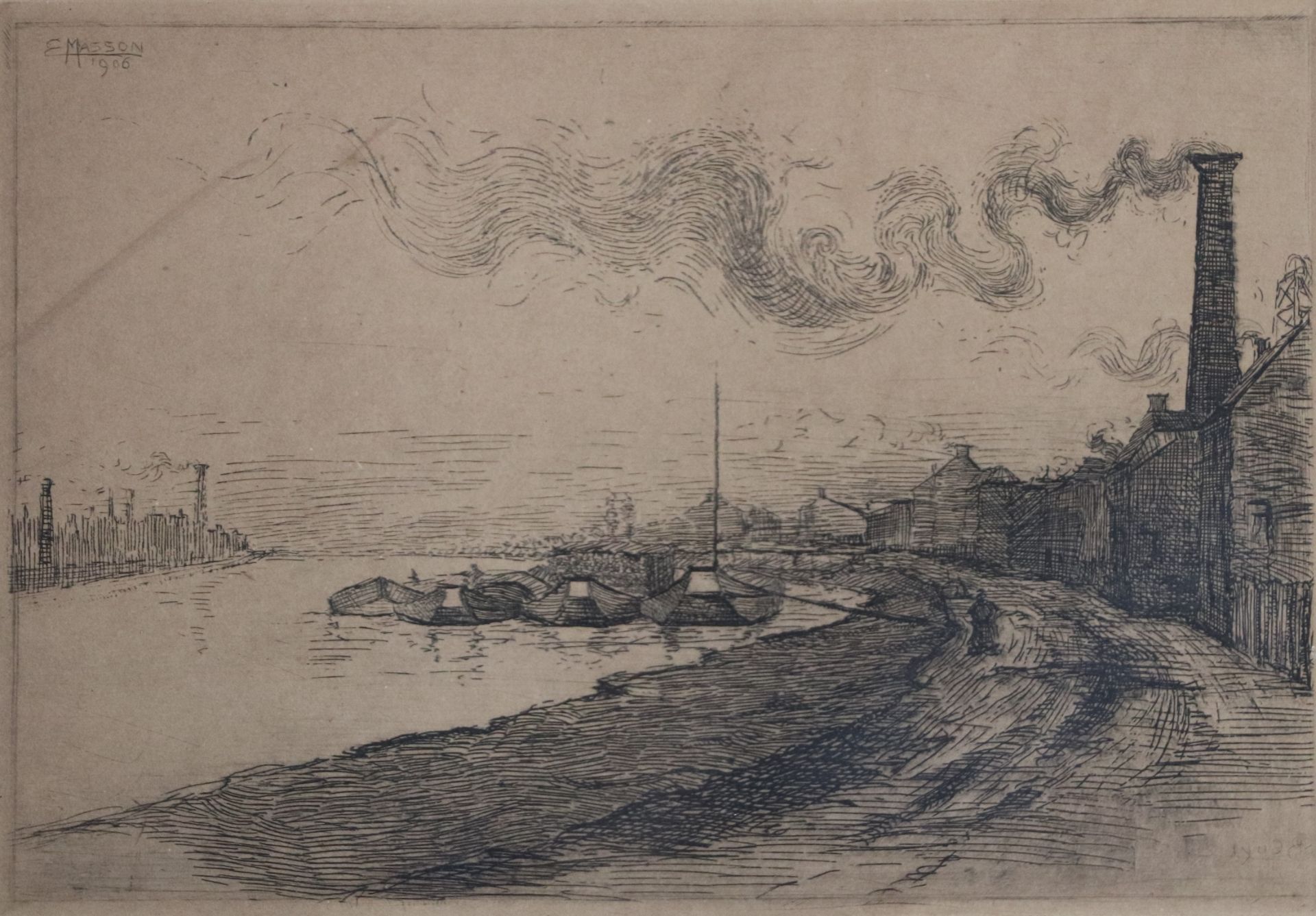 Edouard MASSON (1881-1950). Le port. Eau-forte, signée en haut à gauche et datée [...] - Image 8 of 10