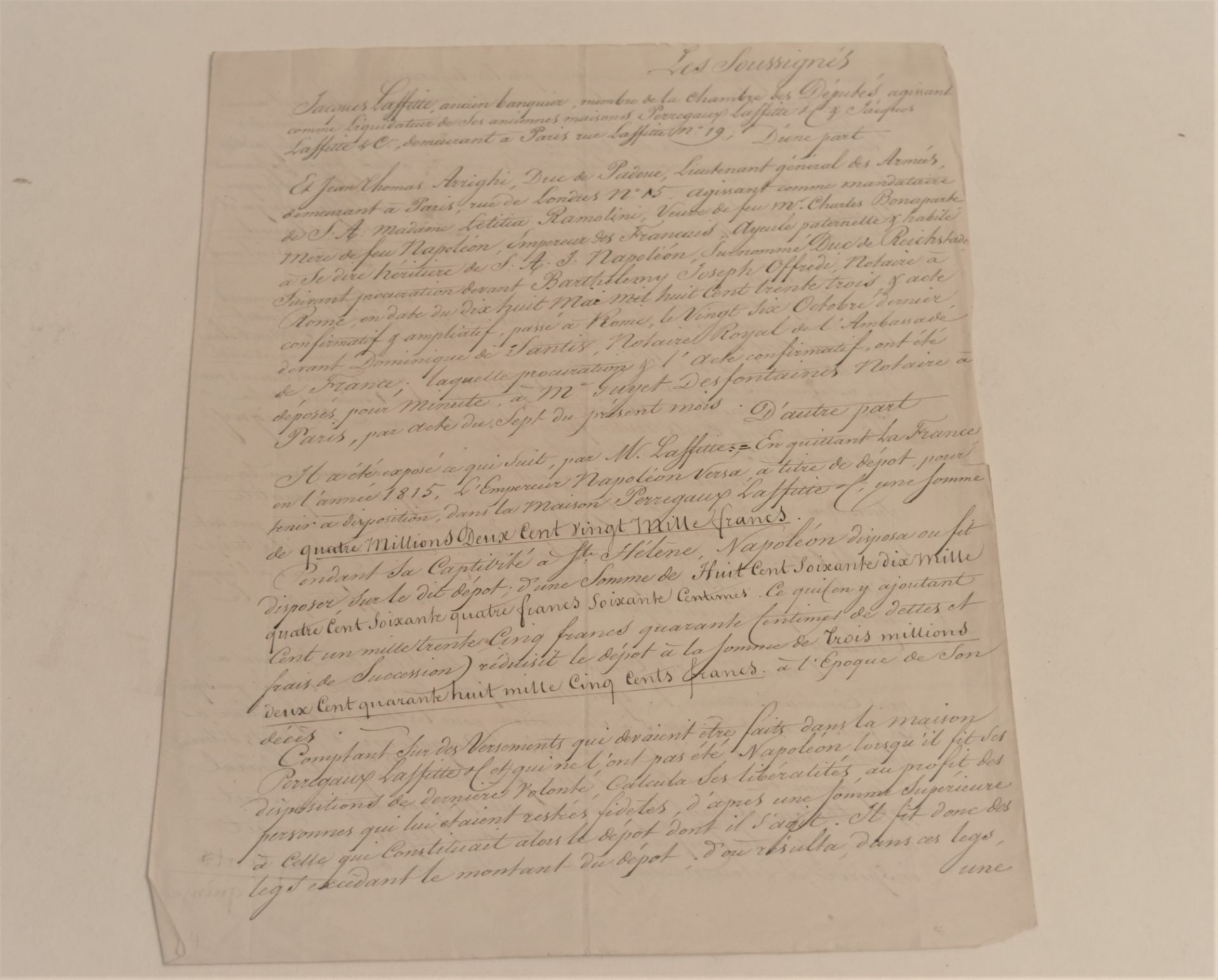 Madame Mère Tres interssant document notarié dans lequel le duc de Padoue [...]