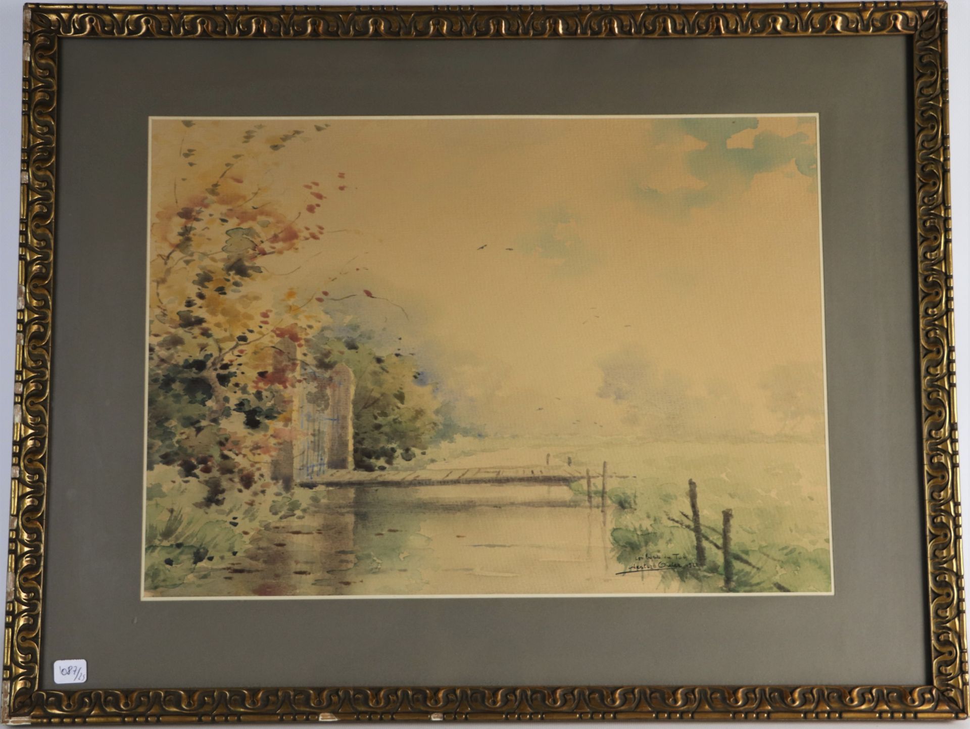 Nestor OUTER (1865-1930). Les bords du Ton. Aquarelle signée, titrée et datée 1922 [...] - Bild 3 aus 8