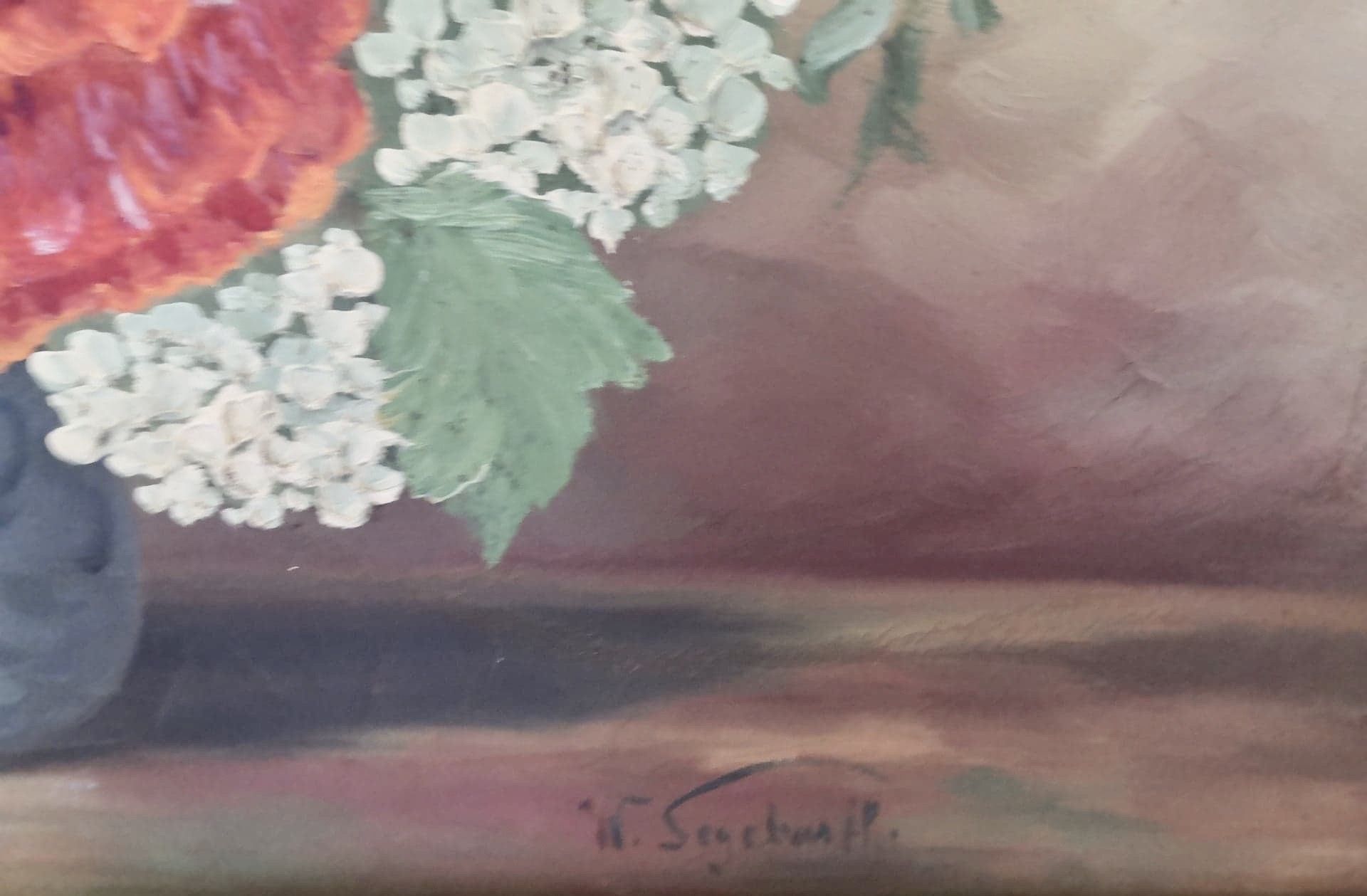 W. Seychburfh ? Bouquet de coquelicots Huile sur toile signée en bas à [...] - Image 2 of 4