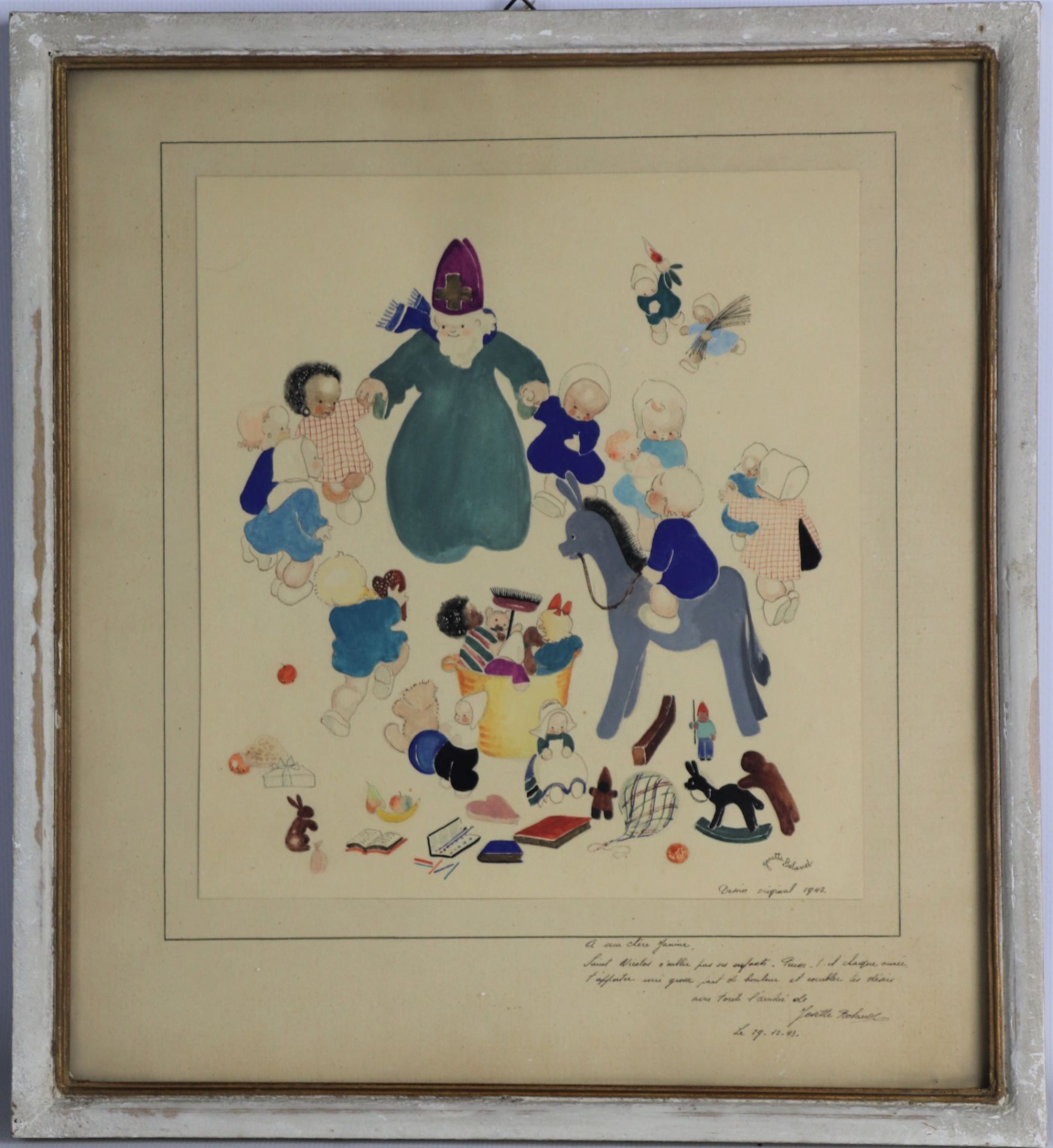 Josette BOLAND (née en 1920). Saint Nicolas et des enfants. Encre et aquarelle sur [...] - Image 6 of 11