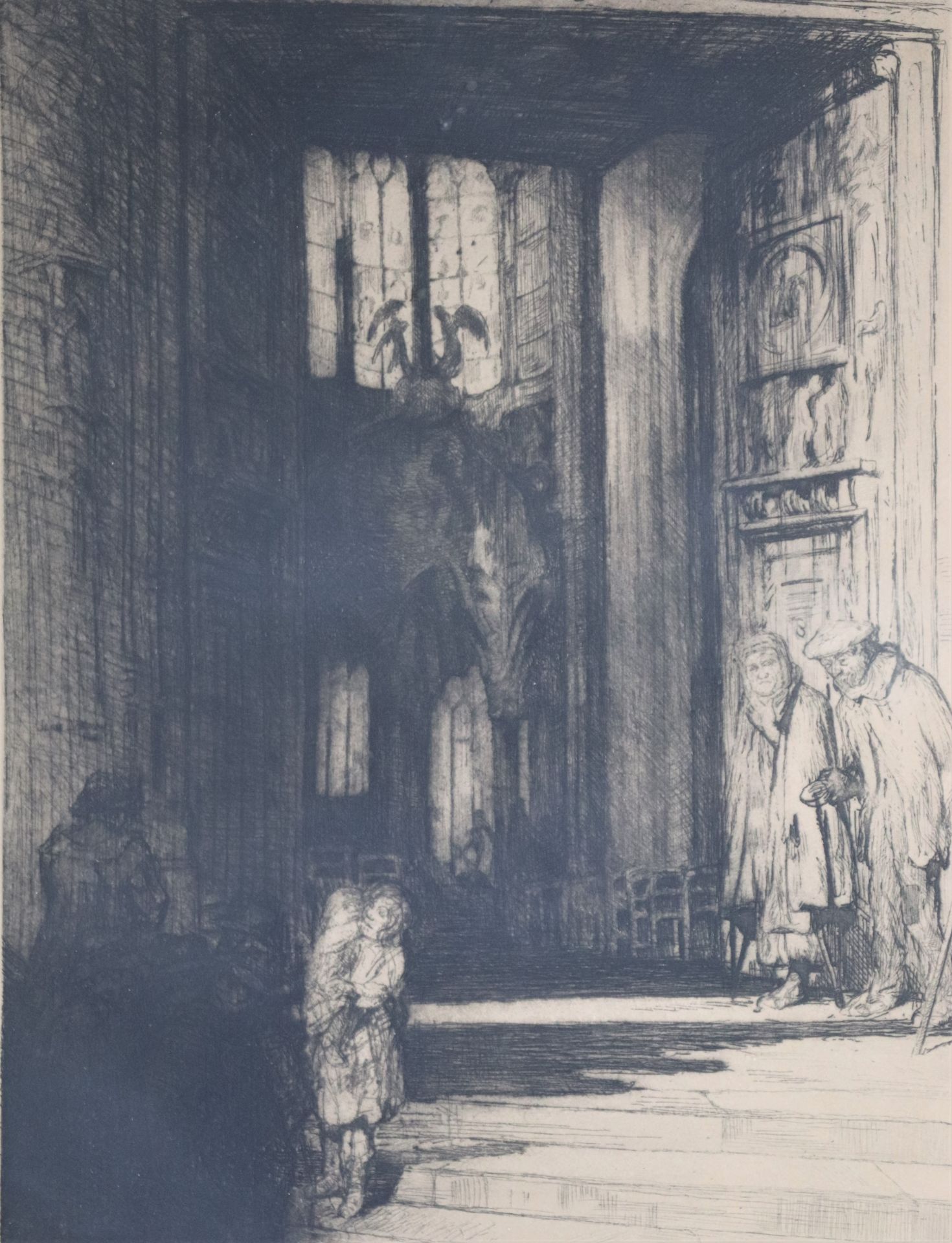 Jean DONNAY (1897-1992). Les mendiants du portail Saint Maclou à Rouen. Eau-forte [...] - Image 3 of 10