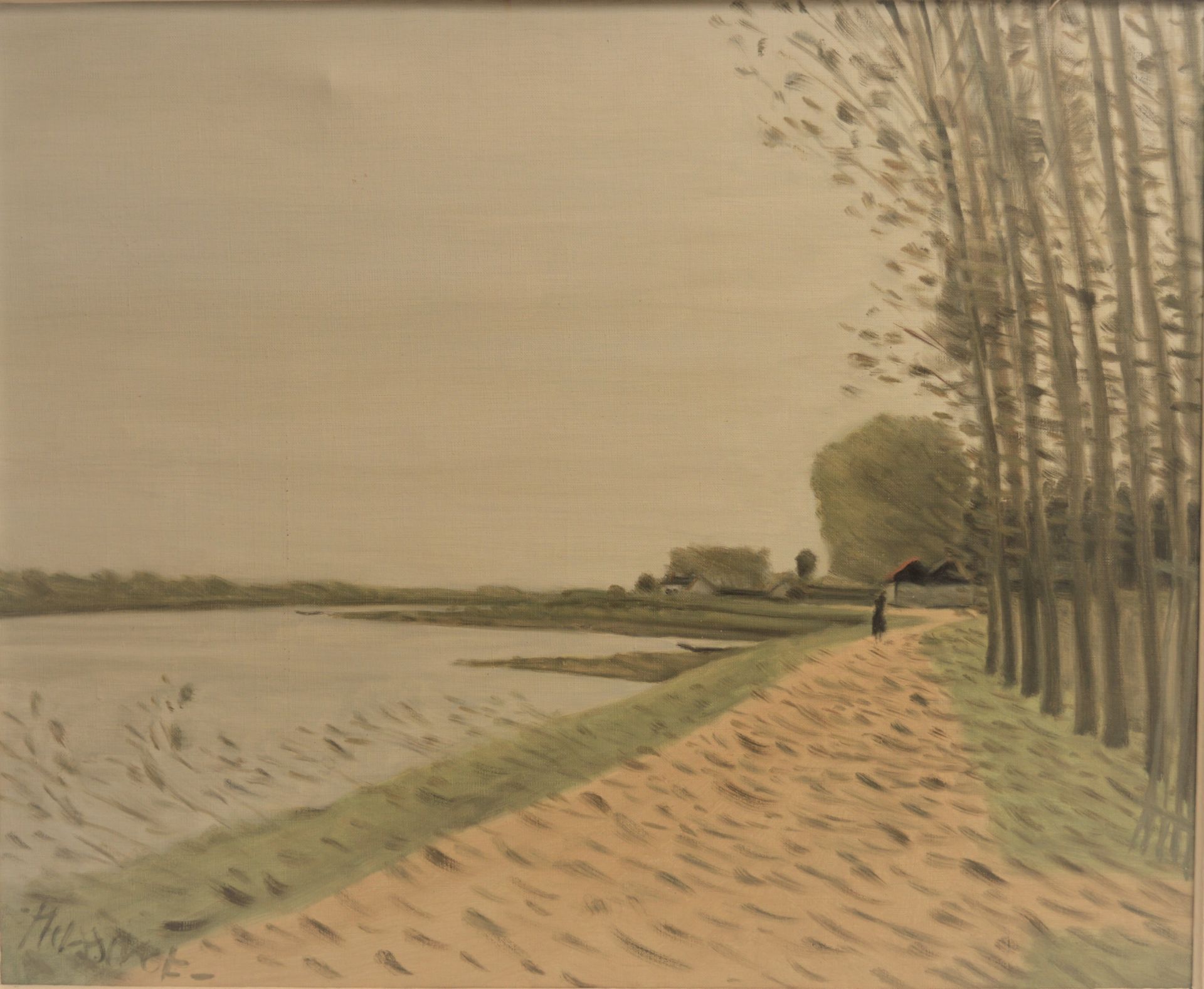 Paul NASSIVET (Nantes 1904-1977). Paysage de bord de fleuve. Huile sur toile. 60,5 x [...]