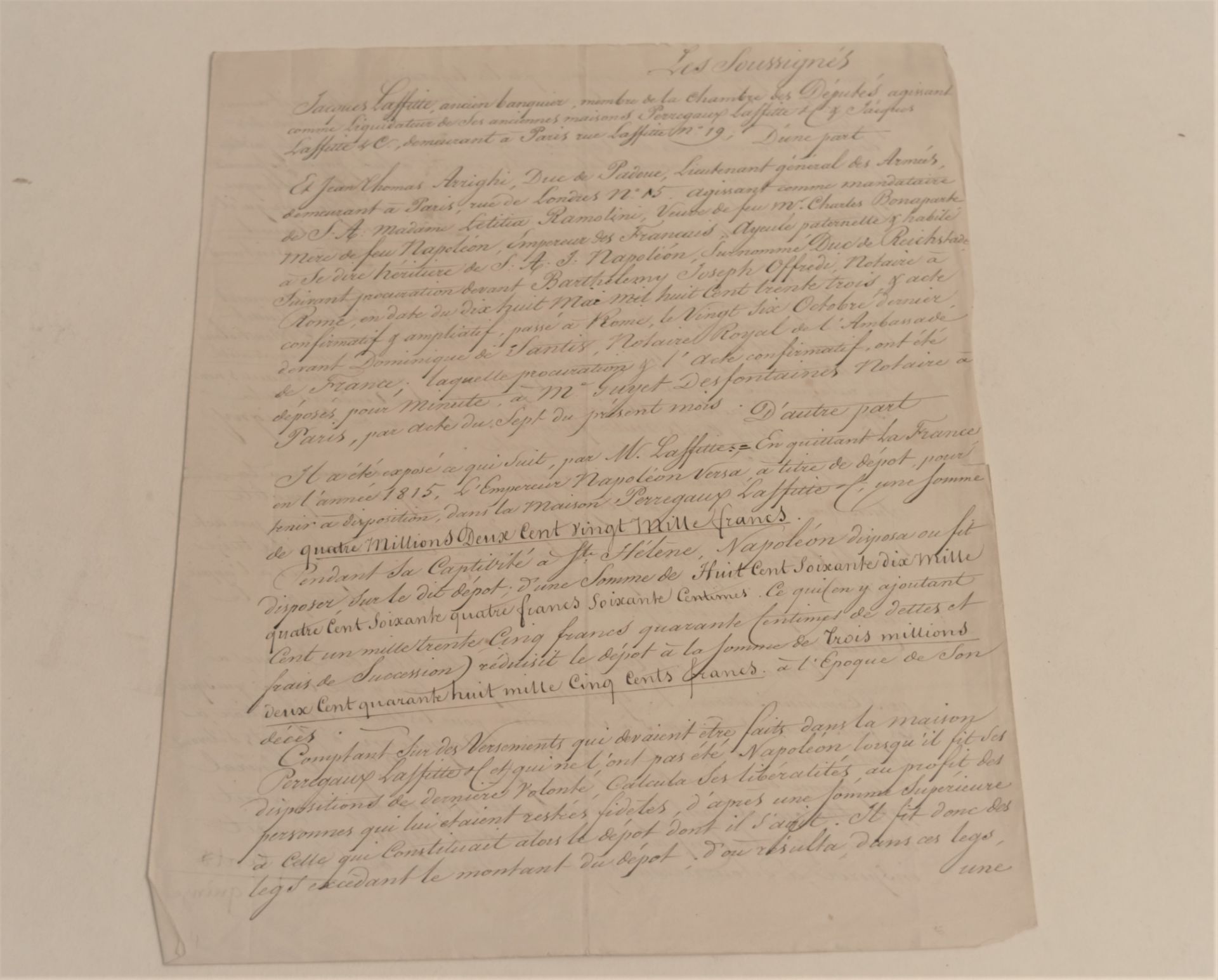 Madame Mère Tres interssant document notarié dans lequel le duc de Padoue [...] - Bild 2 aus 2