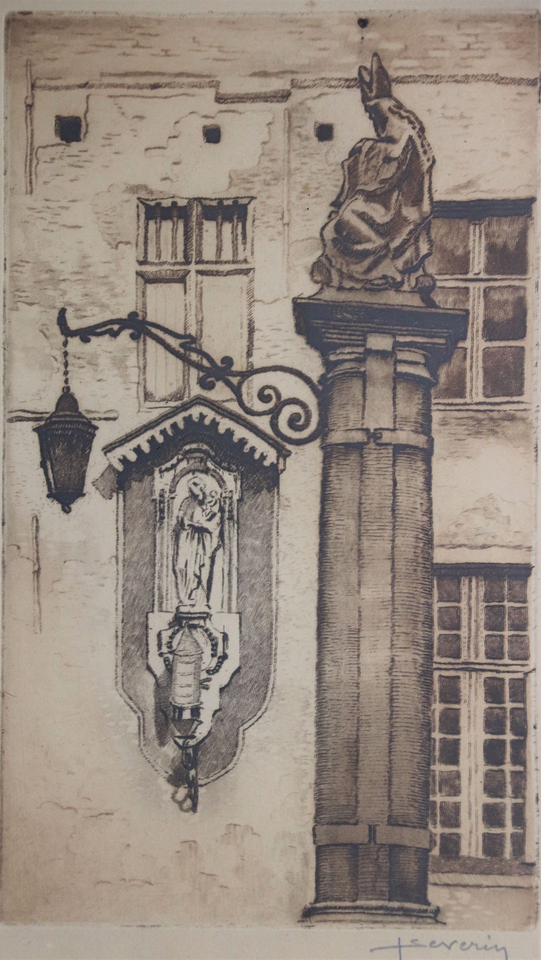 Juliaan SEVERIN (1888-1975). Vue d'une ville belge. Eau-forte signée en bas à [...] - Bild 3 aus 8