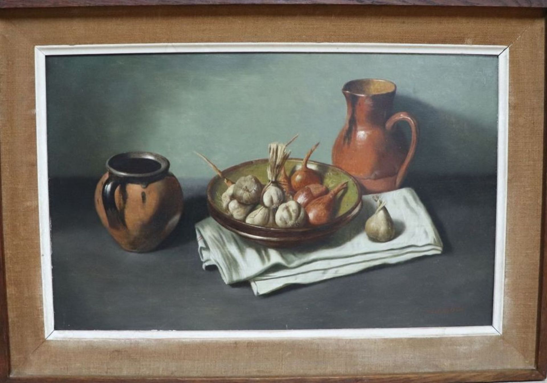 W. VAN HOYLANDT (né en 1951). Nature morte, pichets et oignons. Huile sur panneau. [...] - Bild 5 aus 7