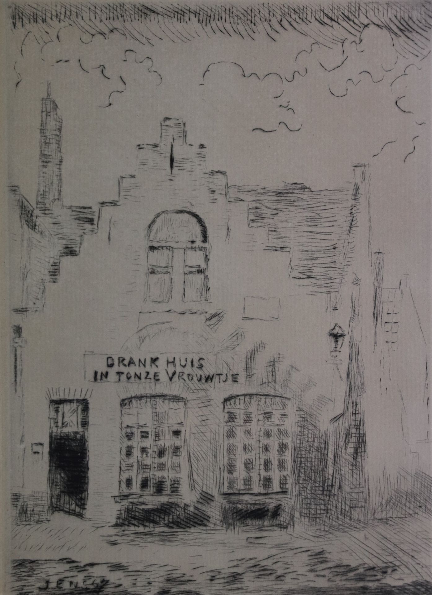 James ENSOR (1860-1949). L'estacade à Ostende, 1887. Pointe sèche, signée dans la [...]