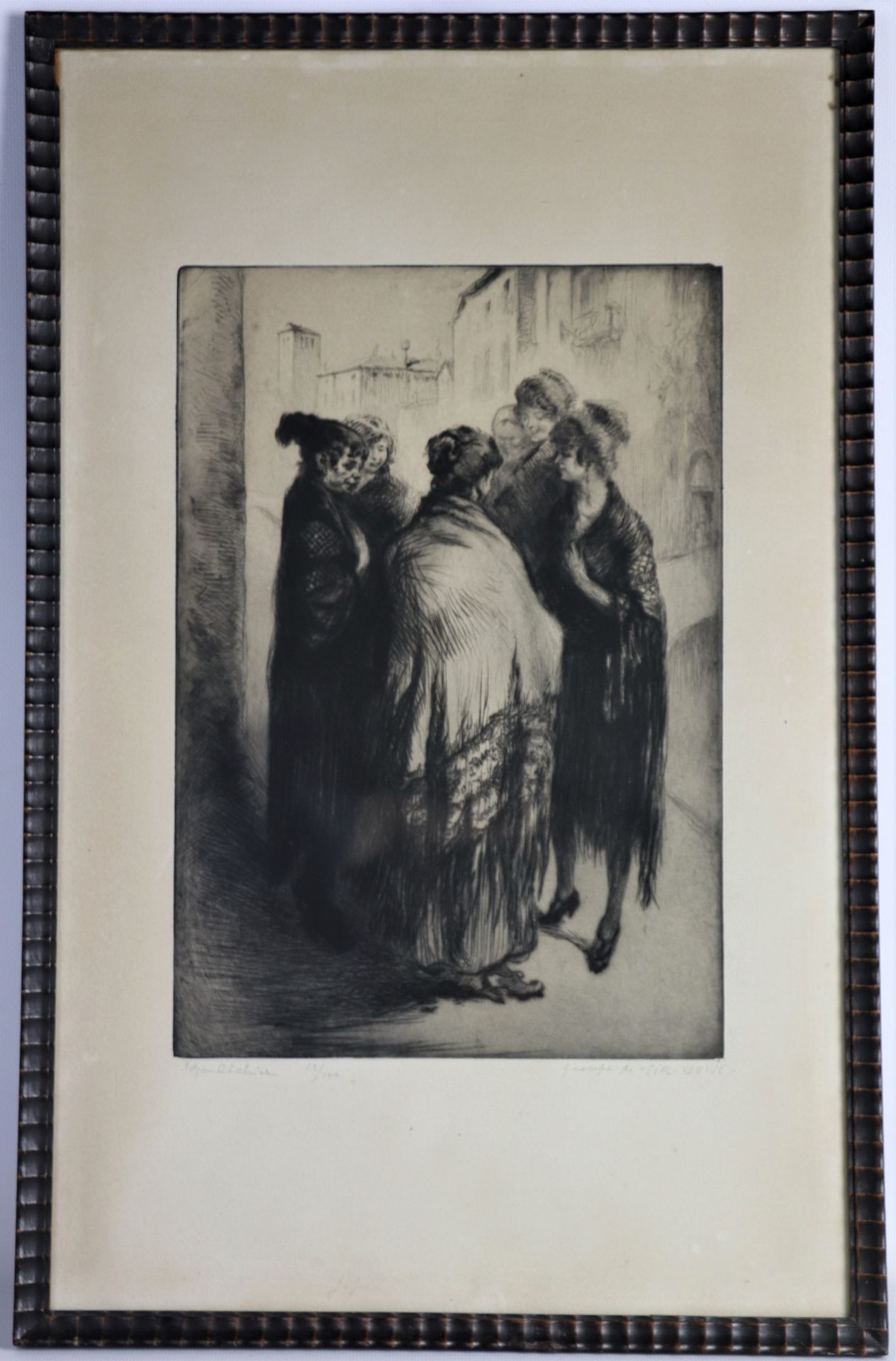 Edgar CHAHINE (1874-1947). Groupe de Siahl, Venise. Pointe sèche signée en bas à [...]