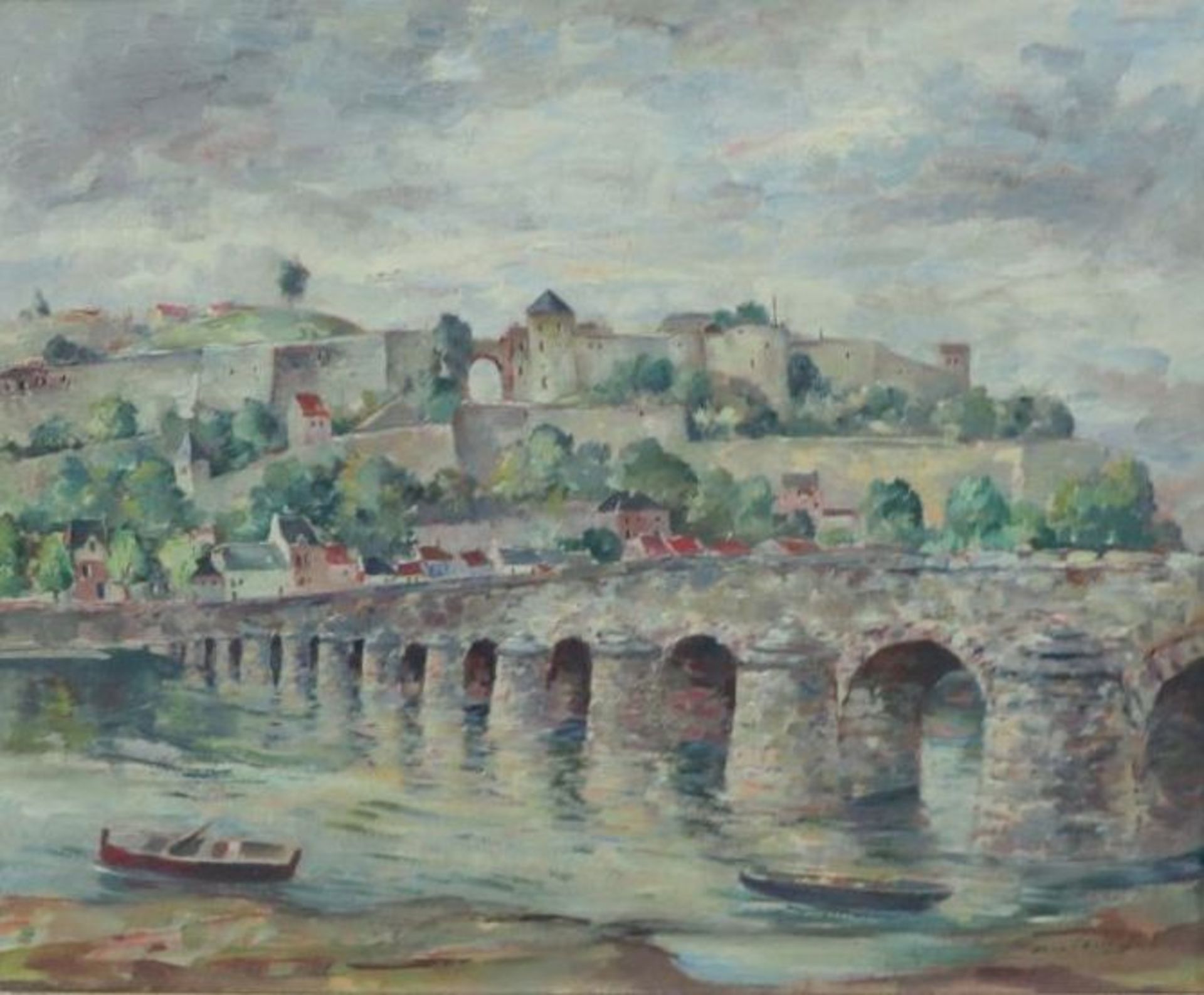 Max CHOTIAU (1881-1968). Les remparts de Namur. Huile sur toile. Signée en bas à [...]