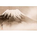 JAPANESE SCROLL PAINTING WITH MOUNT FUJI